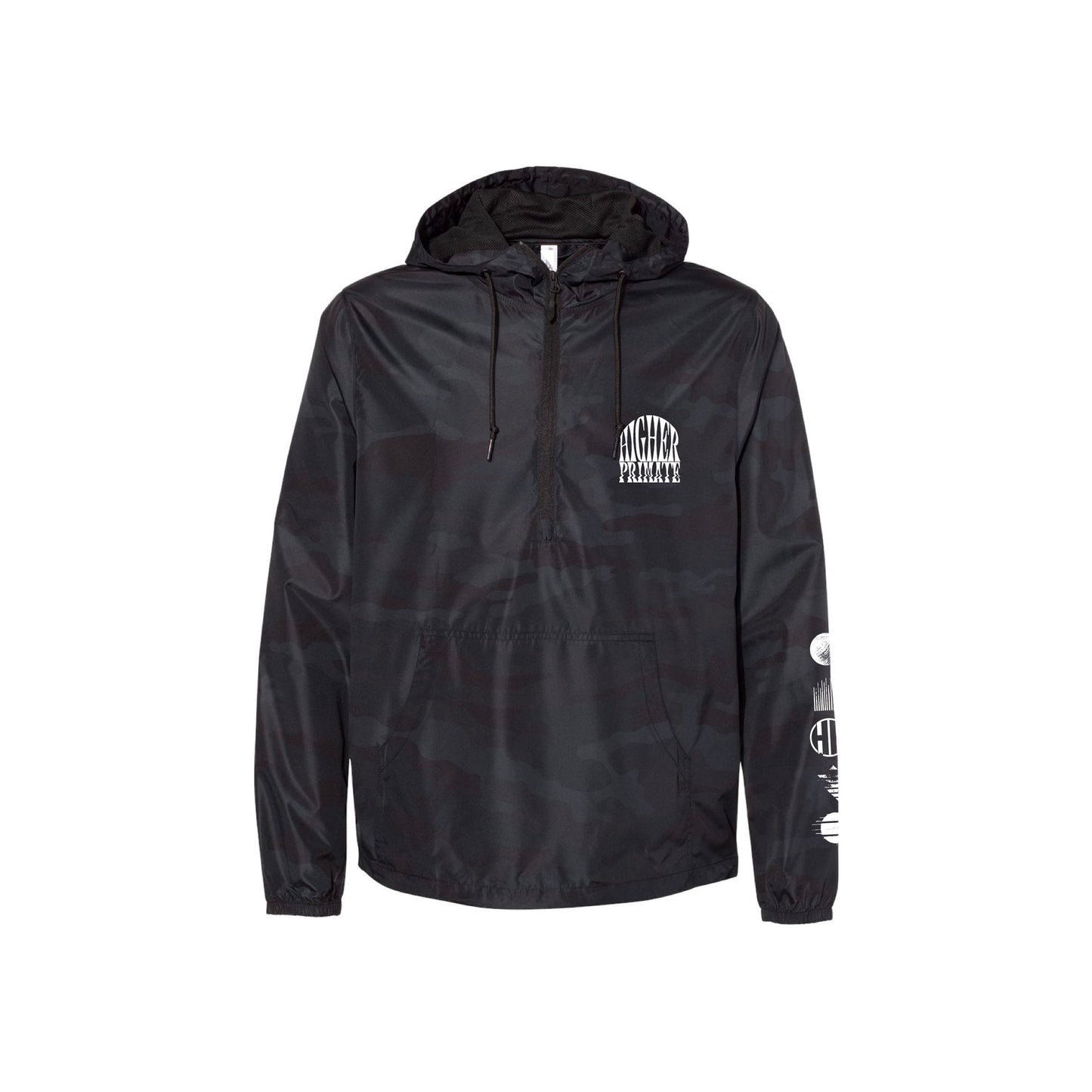 Wavy 1/2 Zip Windbreaker - Black