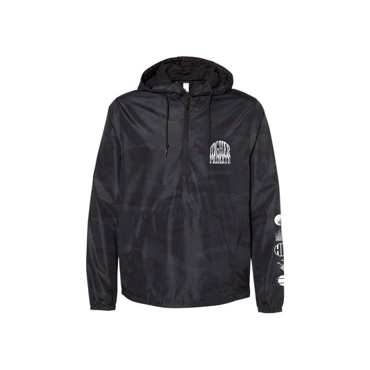 Wavy 1/2 Zip Windbreaker - Black